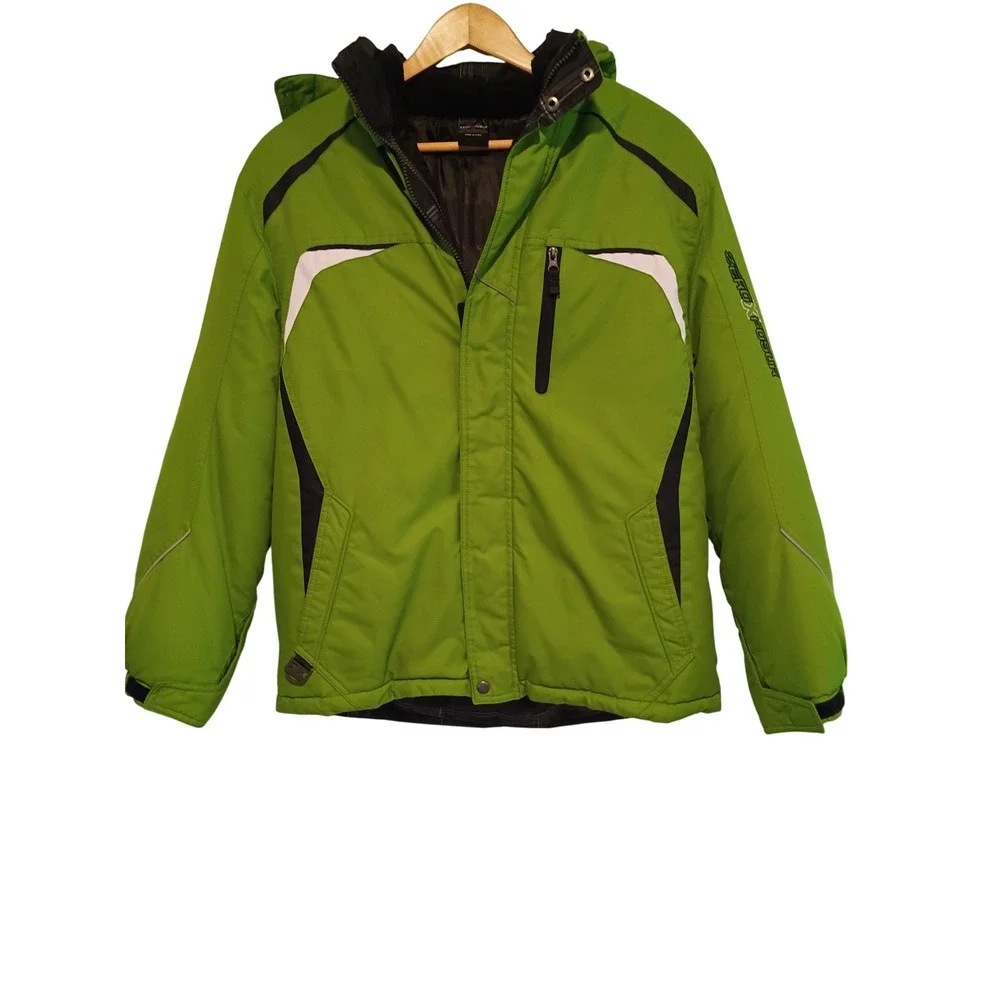 ZeroXposur Boys XL 18/20 Lime Green Winter Ski Jacket Detachable Hood A54104